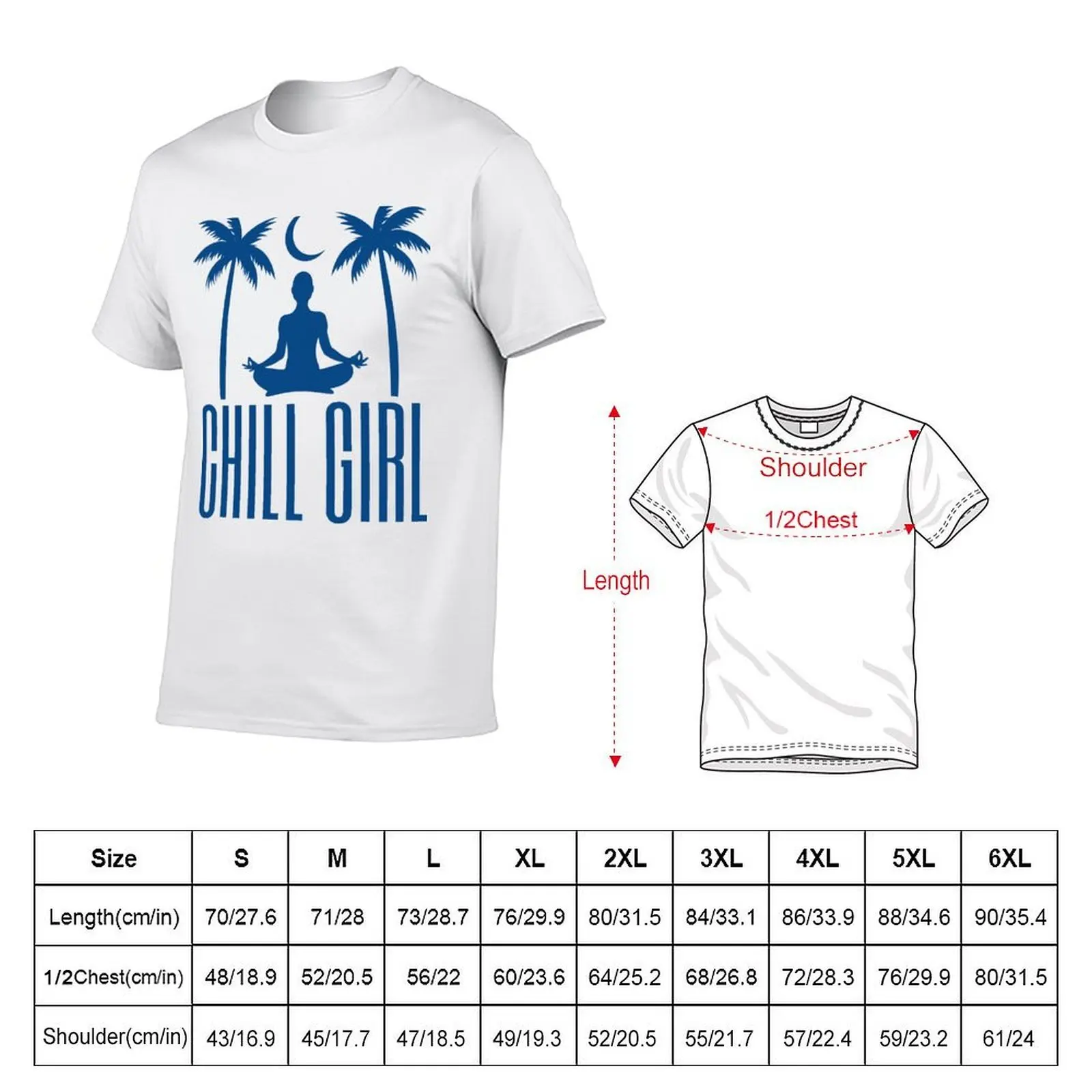 Retro-Style Chill Girl Yoga on the Beach - Blue T-Shirt designer shirts shirts graphic tees men workout shirt