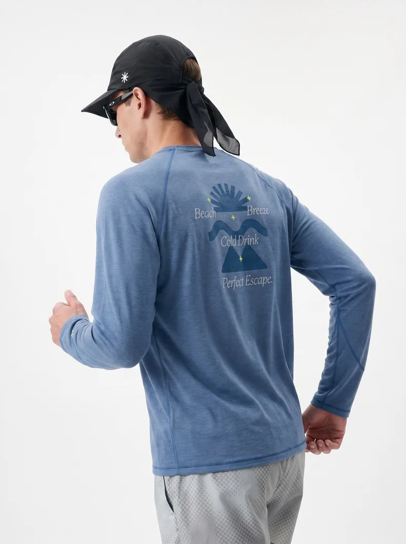 Herren Leichtgewichts-Laufshirt mit Schnelltrocknungsfunktion - Atmungsaktives Langarm-Sportshirt mit Rückenaufdruck, Outdoor-Sportoberteil für den Herbst – Detail 5