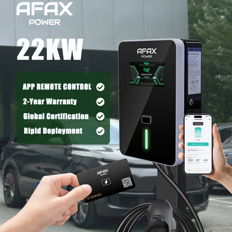 

AFAX OEM ODM 7 кВт 11 кВт 22 кВт Зарядное устройство для электромобиля Тип 2 Настенная коробка для переменного тока Домашняя зарядная станция с 4,3-дюймовым ЖК-дисплеем