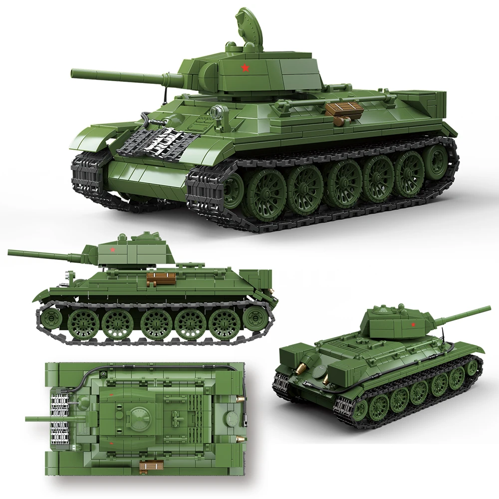World War 2 WW2 Army Military Soldiers MOC Weapon Soviet T34/76 Medium Tank DIY Building Blocks Bricks Toys For Gift 