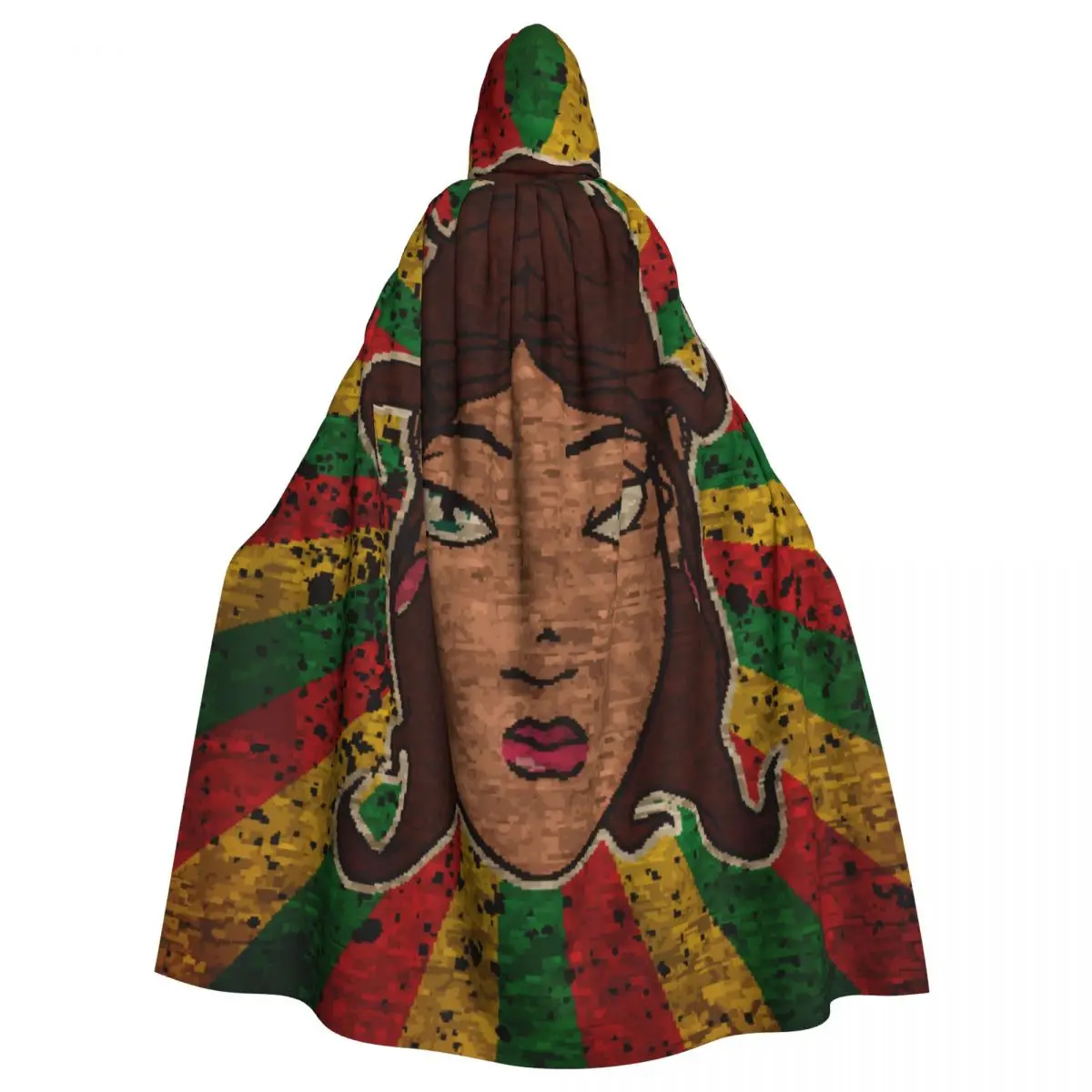 

Unisex Adult Vintage Girl Head Retro Art Cloak with Hood Long Witch Costume Cosplay