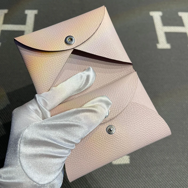 Genuine Leather Key Coin Document Wallet Button Clasp Purse Purple Dreamy Short Wallet Top Layer Cowhide Winter Edition