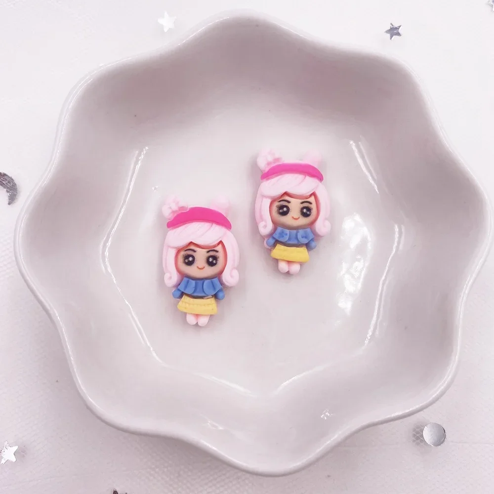 20pcs Colorful Resin Mini Girl Princess Anime Flatback Cabochon Scrapbook Craft DIY Accessory Decor Figurine OH69