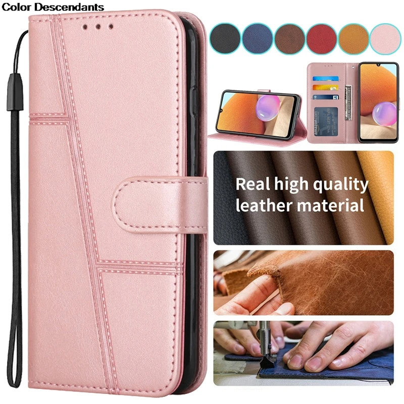 Simplicity Lines Magnetic Leather Flip Case on For OPPO A17 A17K A57 A77 A57E A57S A77S A56S A36 A76 A96 Stand Wallet Card Cover