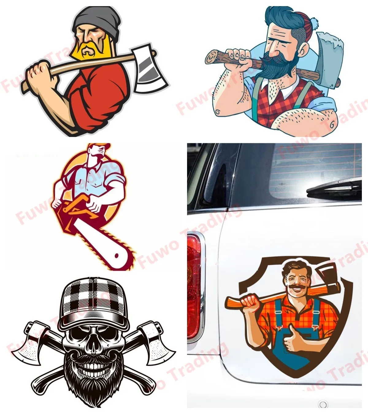 Hot selling Lumberjack Tree Surgeon Arborist Chainsaw Graffiti Car Sticker Personality Creative Stickers Sunscreen Decal