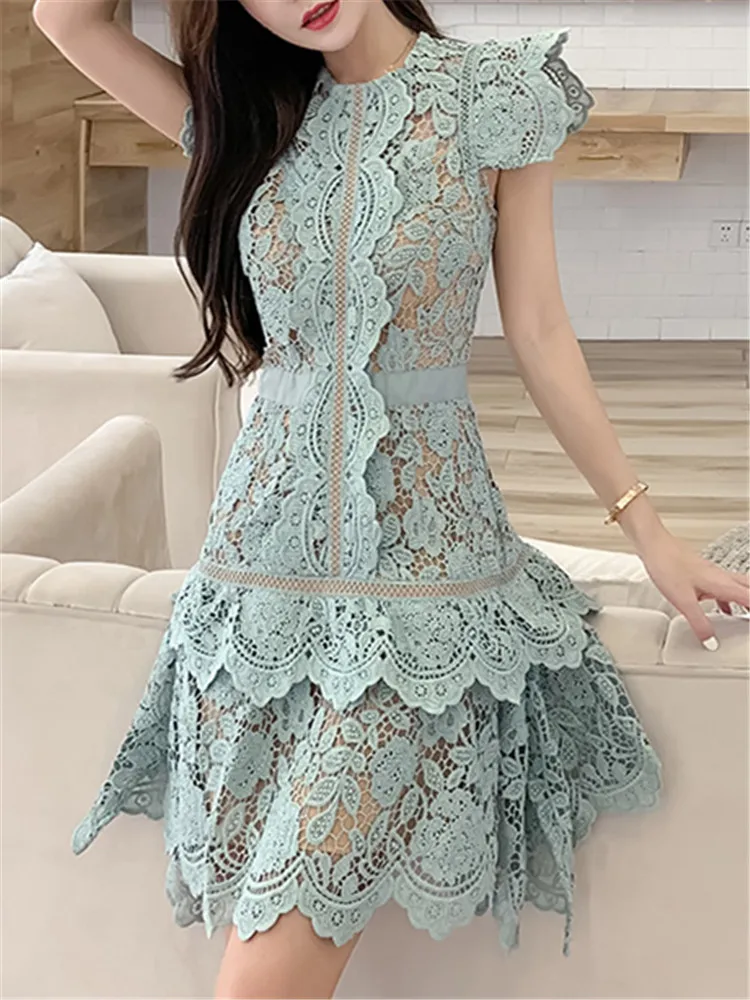 

Dresses for Women Sleeveless Sexy Party Summer Lace Beach Spaghetti Strap Dress Embroidery Backless 2022 Runway Sundress Boho