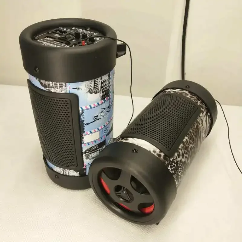 Durable 4-inch Gun Barrel Bluetooth Speaker 12V Car Motorcycle Subwoofer 220V Plug-in Card for Household Use