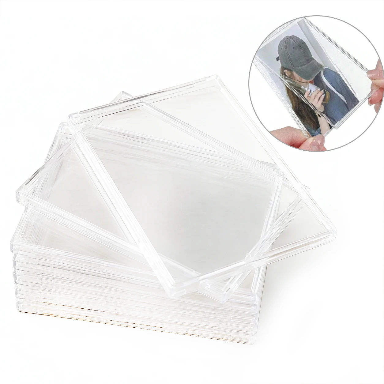 High Transparency PVC Card Brick with Snap Closure, 4~20 Pack Bulk Card Holder, Professional Grade Card Protection Supplies TMZ
