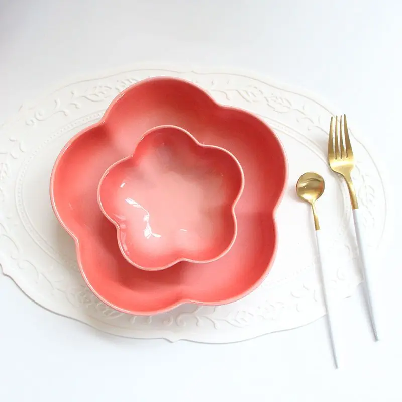 French Cool Color Plum Blossom Small Bowl Household Dish Dip Flavor Spitting Bone Internet Famous Bowls Dish Tableware