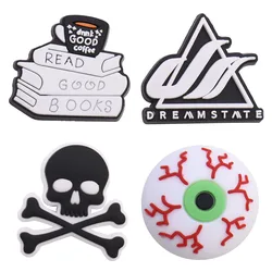 Single Sale 1Pcs PVC Shoe Charms Monster Eyeball Skull  White Book Accessories Clog Buckle Decoration for Wristbands Party Gift