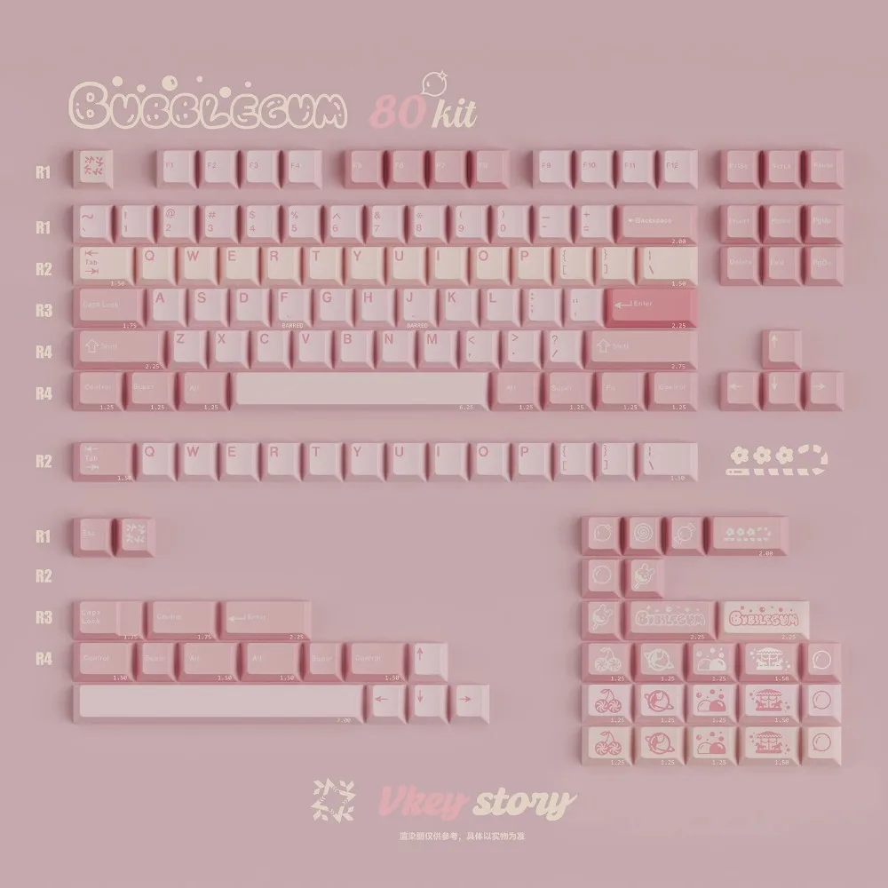 JTK Bubblegum Pale Pink Theme Keycap Set PBT Custom Keyboard Cap Cherry Profile KeyCap for Mechanical Keyboard Accessories Gifts - Image 6