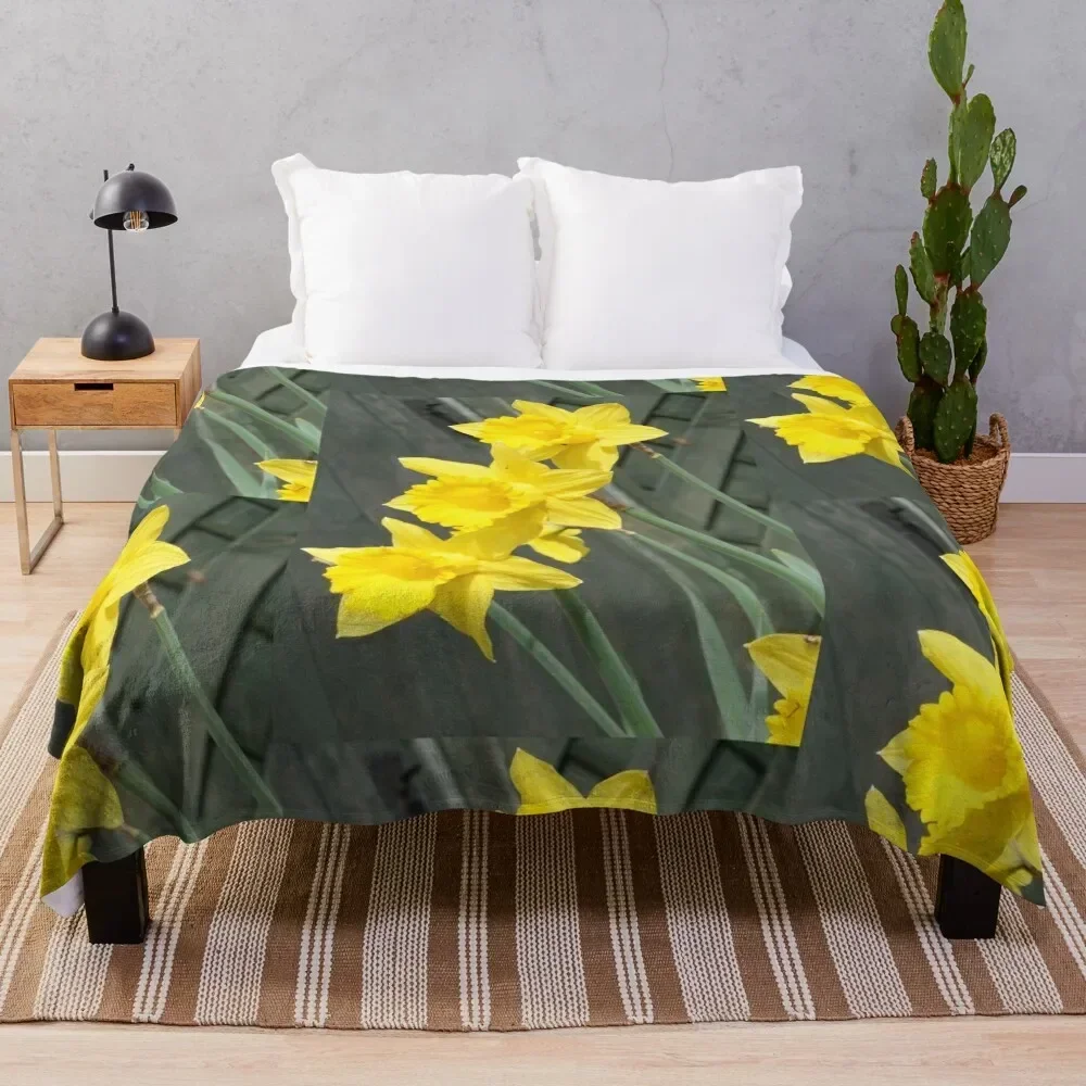 Yellow Daffodils Throw Blanket Luxury Designer Plaid Softest anime Blankets