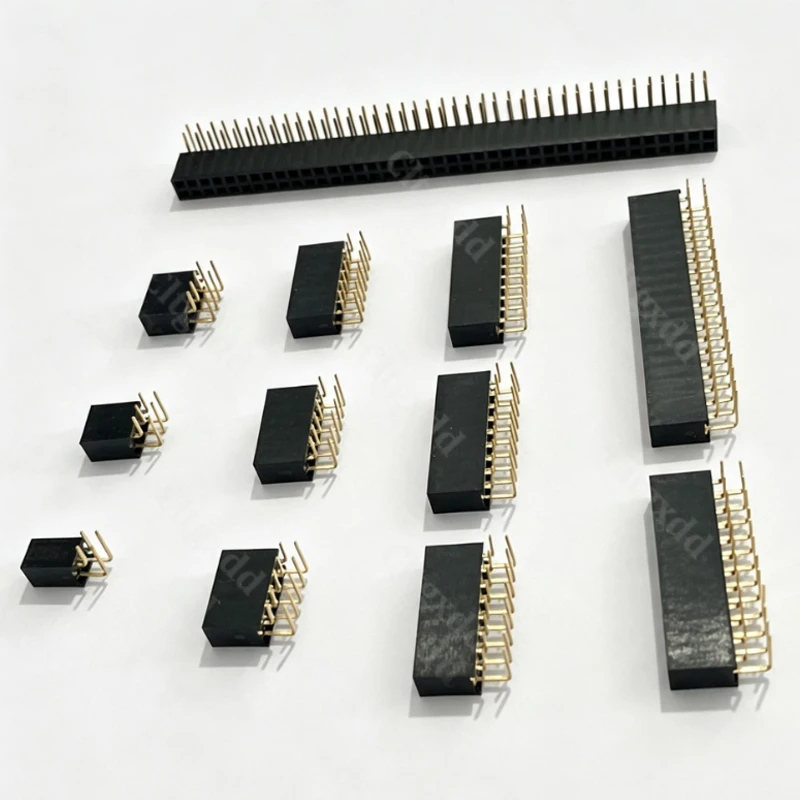 10 Stück 90-Grad-Winkelstecker, zweireihig, Buchsenleiste, 2,54 mm Rastermaß, PCB-Buchsenstecker, 2×3, 2×4, 2×5, 2×6, 2×7, 2×8, 2×20, 2×40 Pins – Detail 6