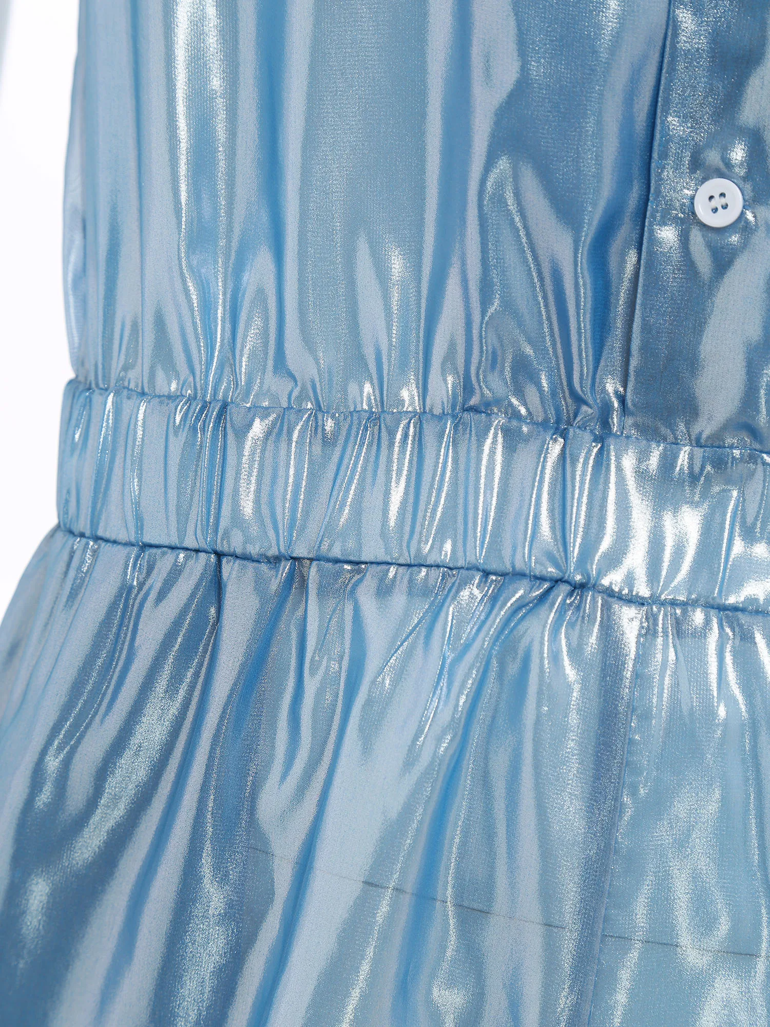 

Men Shiny Sheer Metallic Jumpsuit Club Jazz Raves Party Lapel Collar Sleeveless Elastic Waist Rompers for Pole Dancewear