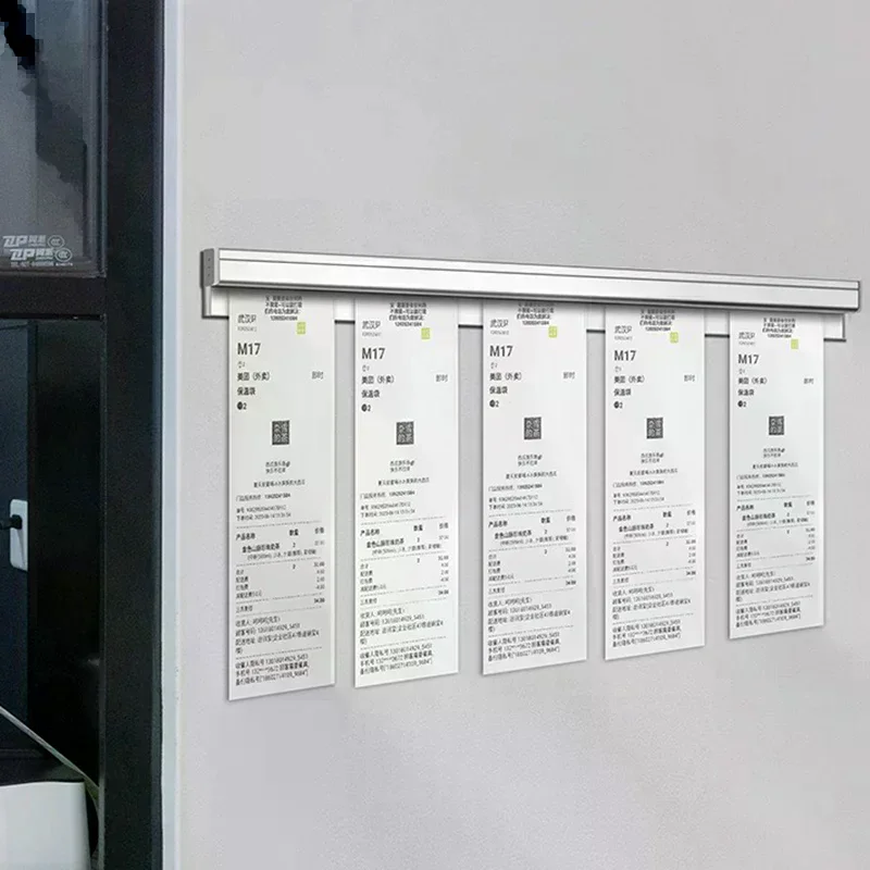 Aluminum Alloy Wall-mounted Sticked Take-out List Receipt Clip Hanging Ticket Order Invoice Paper QR Holder Restaurant Menu Clip