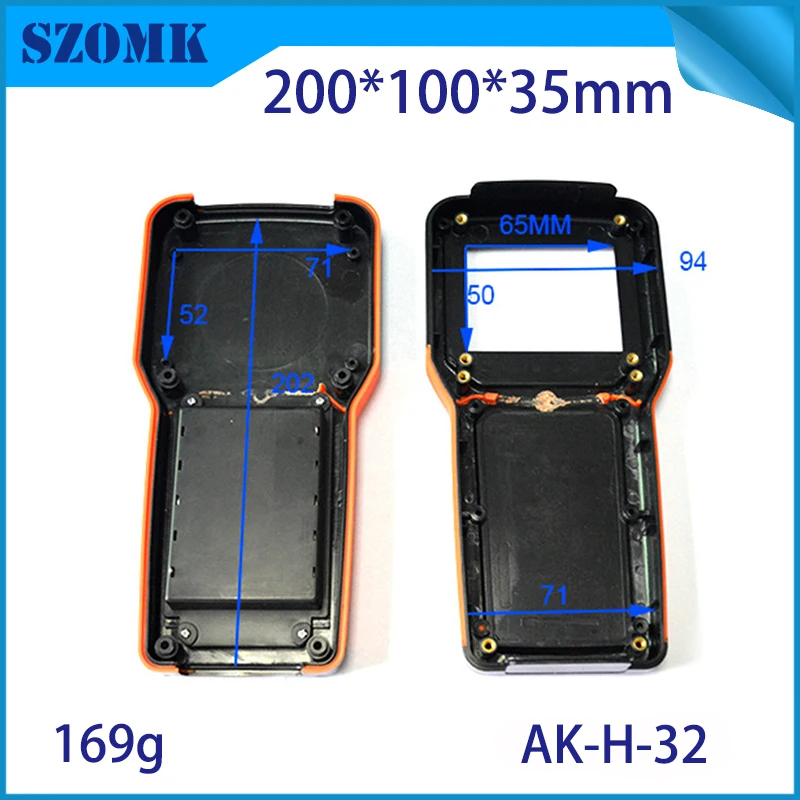 1 pc szomk abs plastic handheld junction housing 203*100*35mm electronics enclosures for pcb 5AA 18650 plastic case