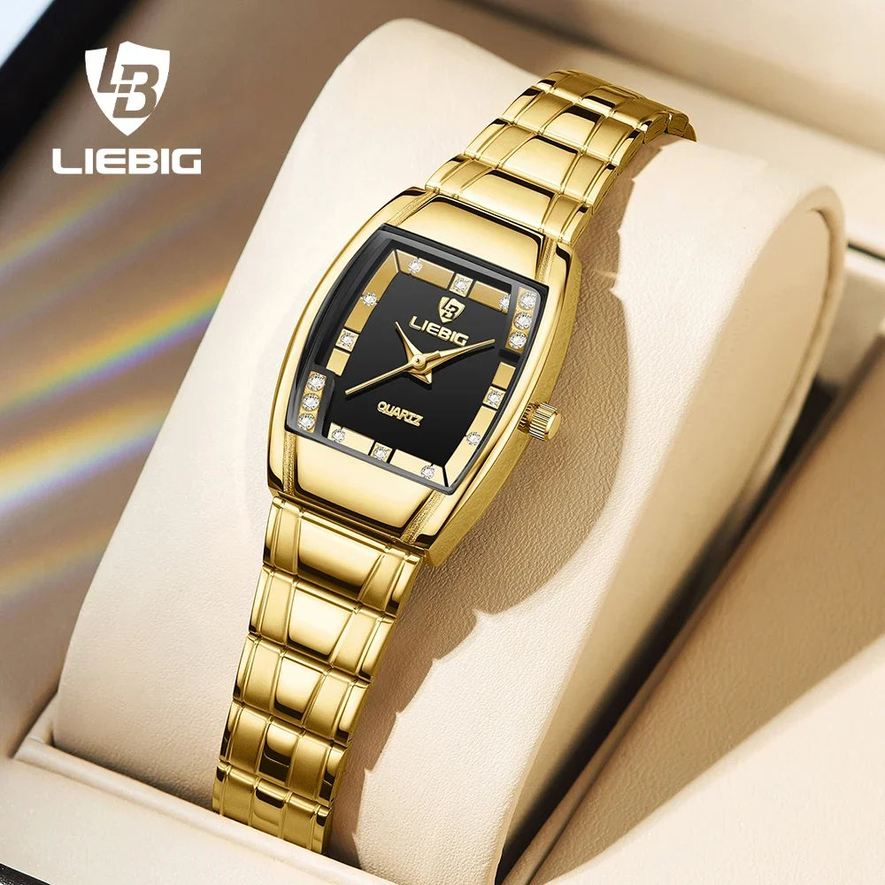 LIEBIG luxury Gold Stainless Steel Watches Women Clock Ladies Female Wristwatch female Relogio Feminino