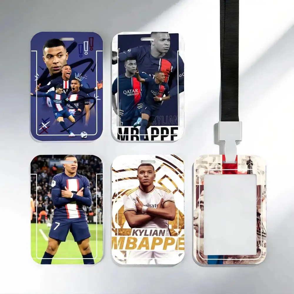 

k-Kylian m-Mbappe ID Card Holder Neck Strap Pendant Door Badge Holder Lanyards Keychain Work Credential
