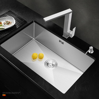 Kitchen sink no lead handmade brushed 304 stainless steel 3mm thickness single bowl bar counter kitchen sink