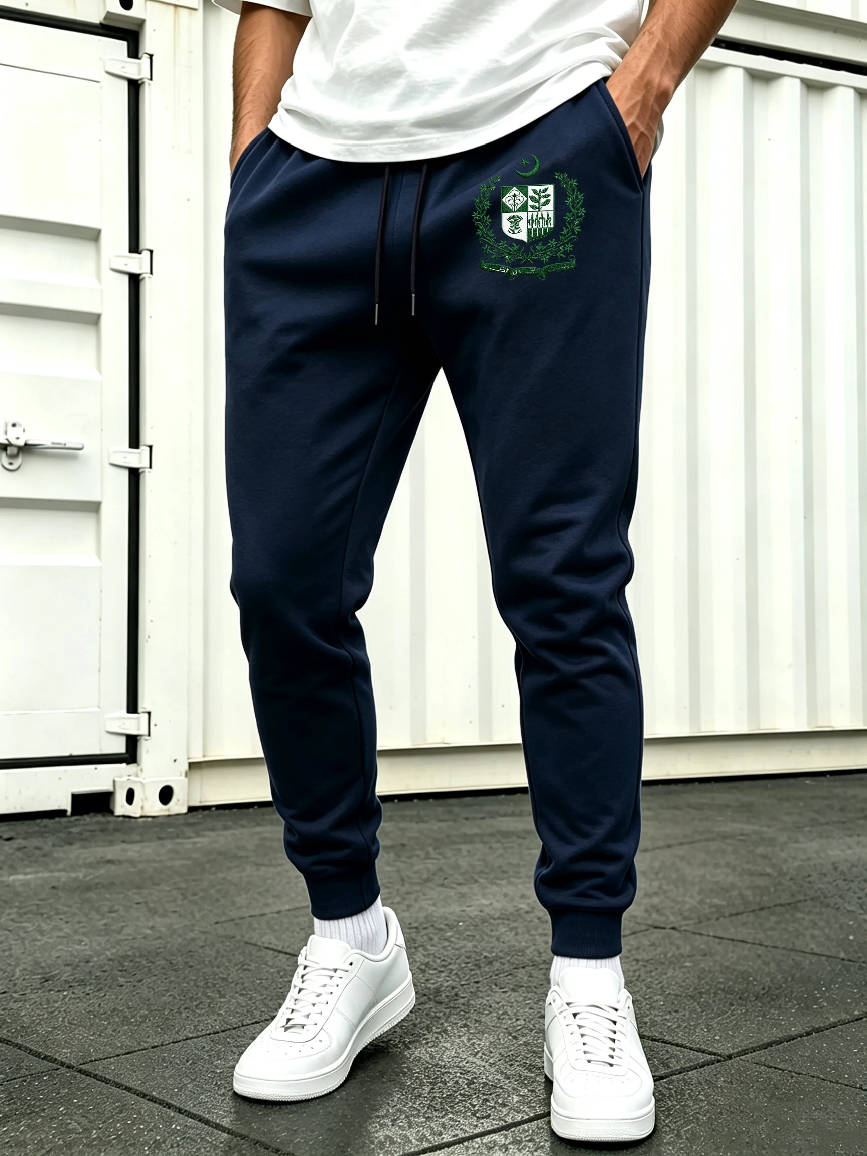 Pakistan Printed All-Match Commute Long Pants Men Fleece Pocket Trousers Autumn Trendy Britches Street Elastic Waist Sportpants