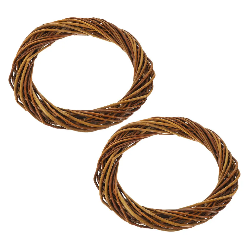 

2Pcs Wicker Wreath Natural Twig Rustic Garland Rings Front Door Window Wall Crafts DIY Supplies Wicker Wreath Round