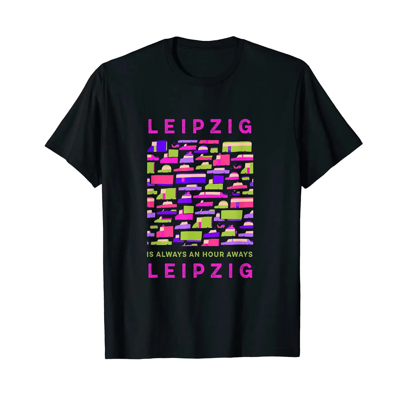 Leipzig está a una hora de Memes Germany Trend, camiseta negra vintage lavada para uso diario, elástica y transpirable