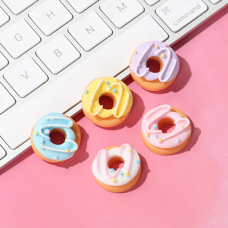 10Pcs Mixed Cute Donut Foods Flat back Resin Cabochon Embellishments DIY Scrapbooking For Phone Deco 23mm Resin Slime Charms