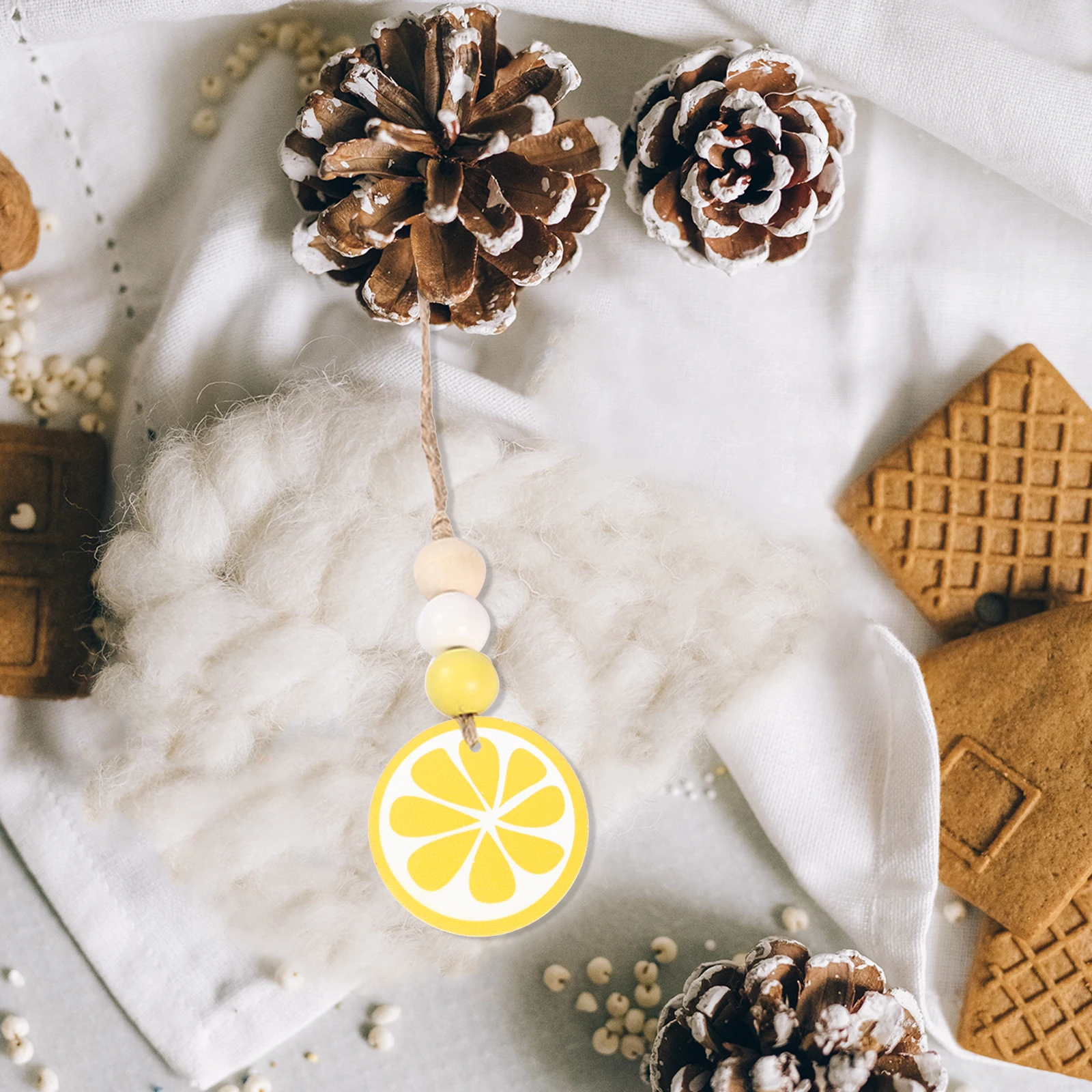 

10pcs Wooden Lemon Ornaments Diy Slices Lemon Shape Wood Cutouts Party Decoration Yellow Wood Craft Material For Hanging Decor