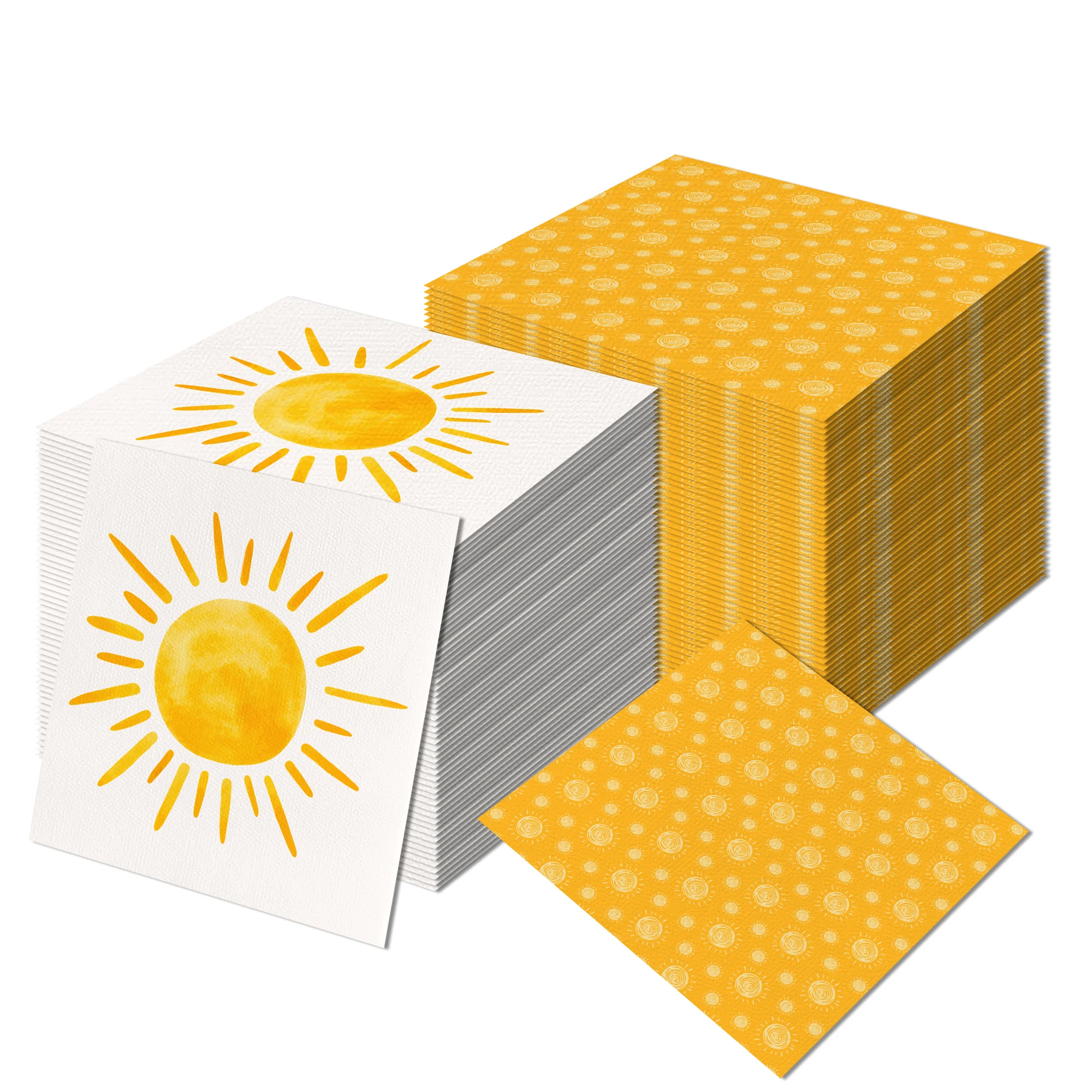 20/40/60 Stück Servietten mit Sonnenmotiv für Geburtstagsdekoration, Papier-Tischdekoration für Hochzeitsdekoration, Babyparty-Partyzubehör – Detail 6