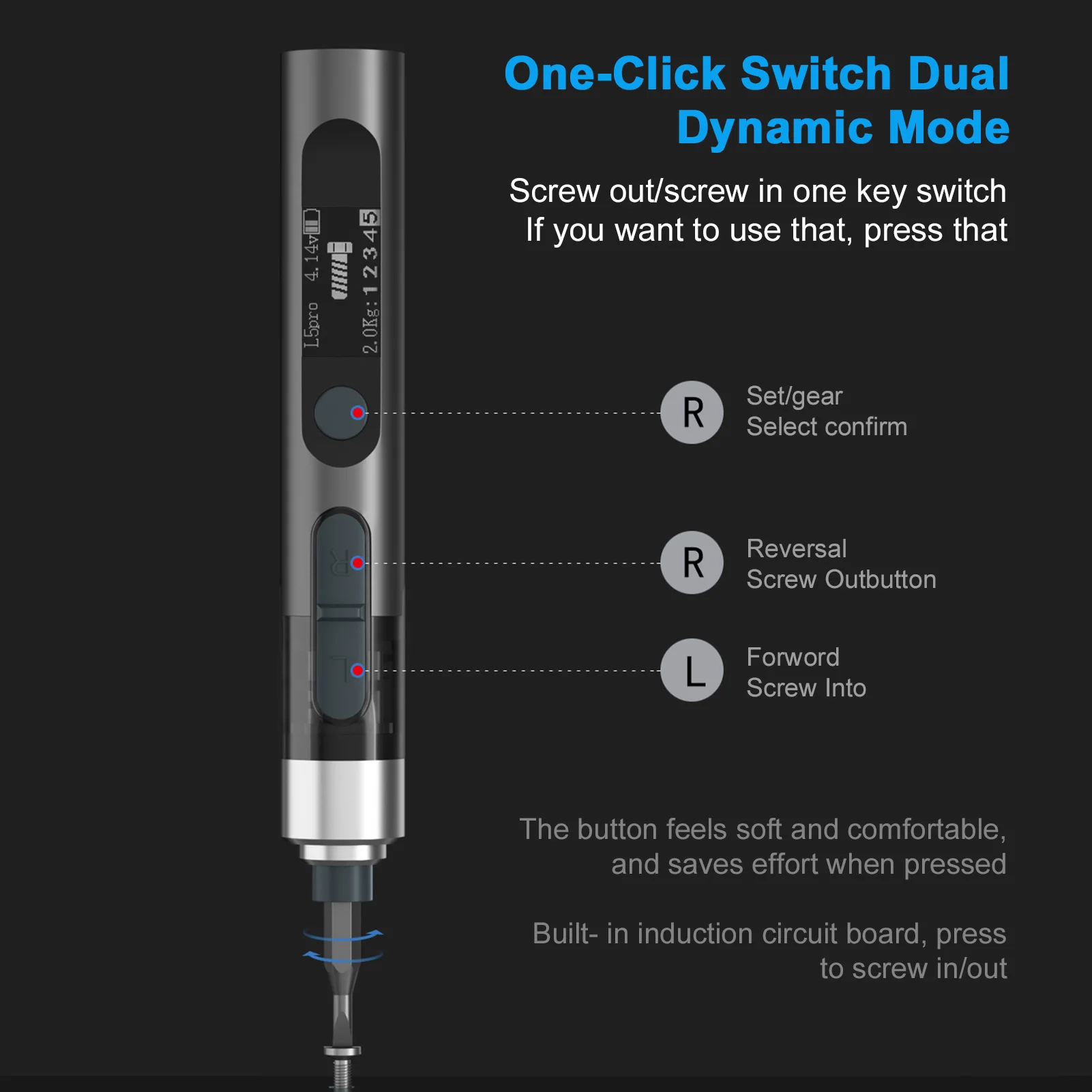 Smart Electric Screwdriver with Dual Torque Adjustment Strong Magnetic Adsorption Bits Suitable for Home Appliances
