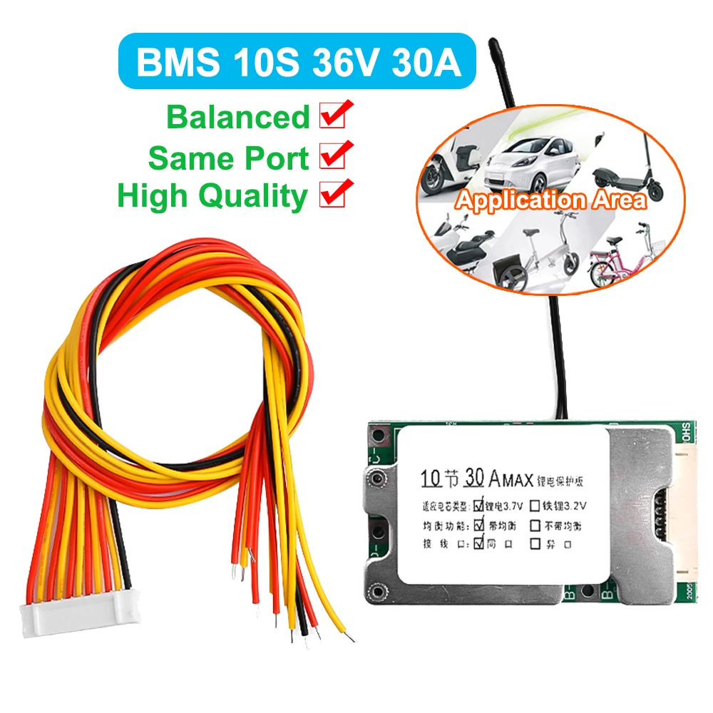 

10S 36V 30A Lithium Battery Charge Board BMS PCB 18650 Battery Balanced Protection Board Li-ion Cell Balancer for Electric Car