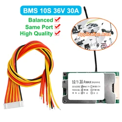 10S 36V 30A Lithium Battery Charge Board BMS PCB 18650 Battery Balanced Protection Board Li-ion Cell Balancer for Electric Car