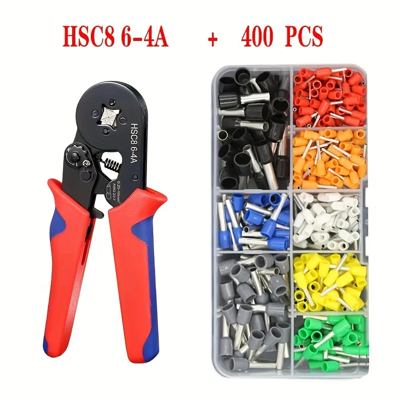 المكشكش ذو طيات HSC8 6-4 0.25-10 مللي متر 2 23-7AWG ل الطويق أنبوبي محطات الطويق العقص المشبك مجموعة سلك رئيس أداة كهربائي