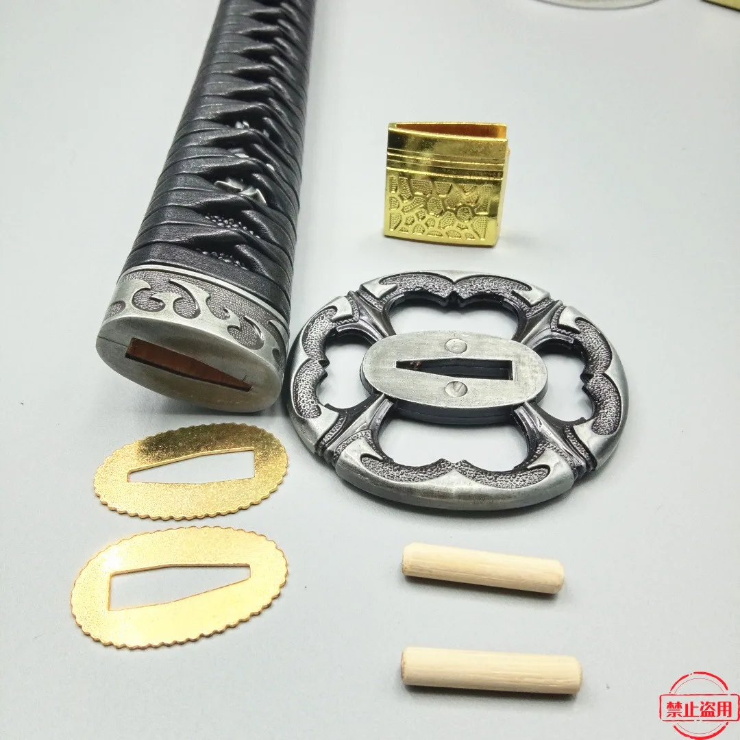 Japanese A Set 26CM Tsuka Handle Alloy Tsua Guard Habaki Seppas Fitings For JP Katana Sword Hilt HandGuad Parts