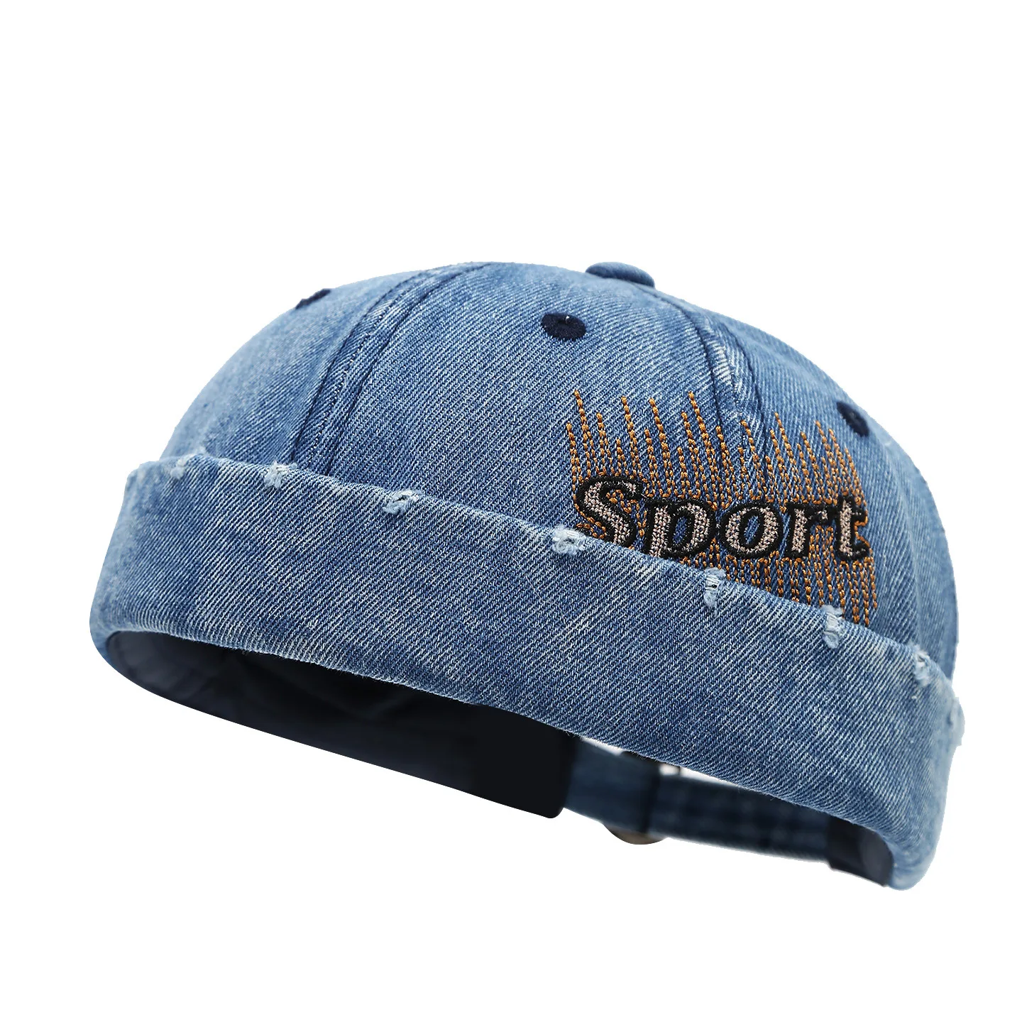 Vintage Washed Denim Brimless Hat for Men & Women Distressed Docker Cap Adjustable Casual Sailor Cap Skullcap Beanie Hat view 7