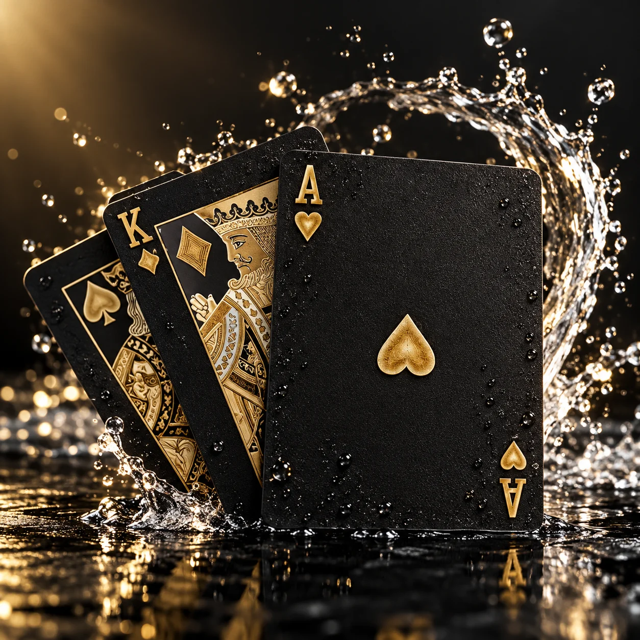 Poker PVC Black Grid Creative Thickened Gold Foil Poker Board Game Cards Waterproof Folding Resistant Wear ResistantPlasticCards