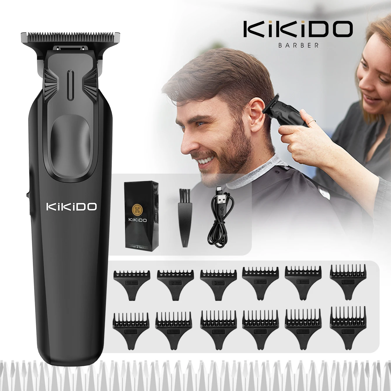 

KIKIDO KK-310 Beard Barber Electric Hair Trimmer Men HairCutting Machine Professional Hair Clipper USB Rechargeable LED Display