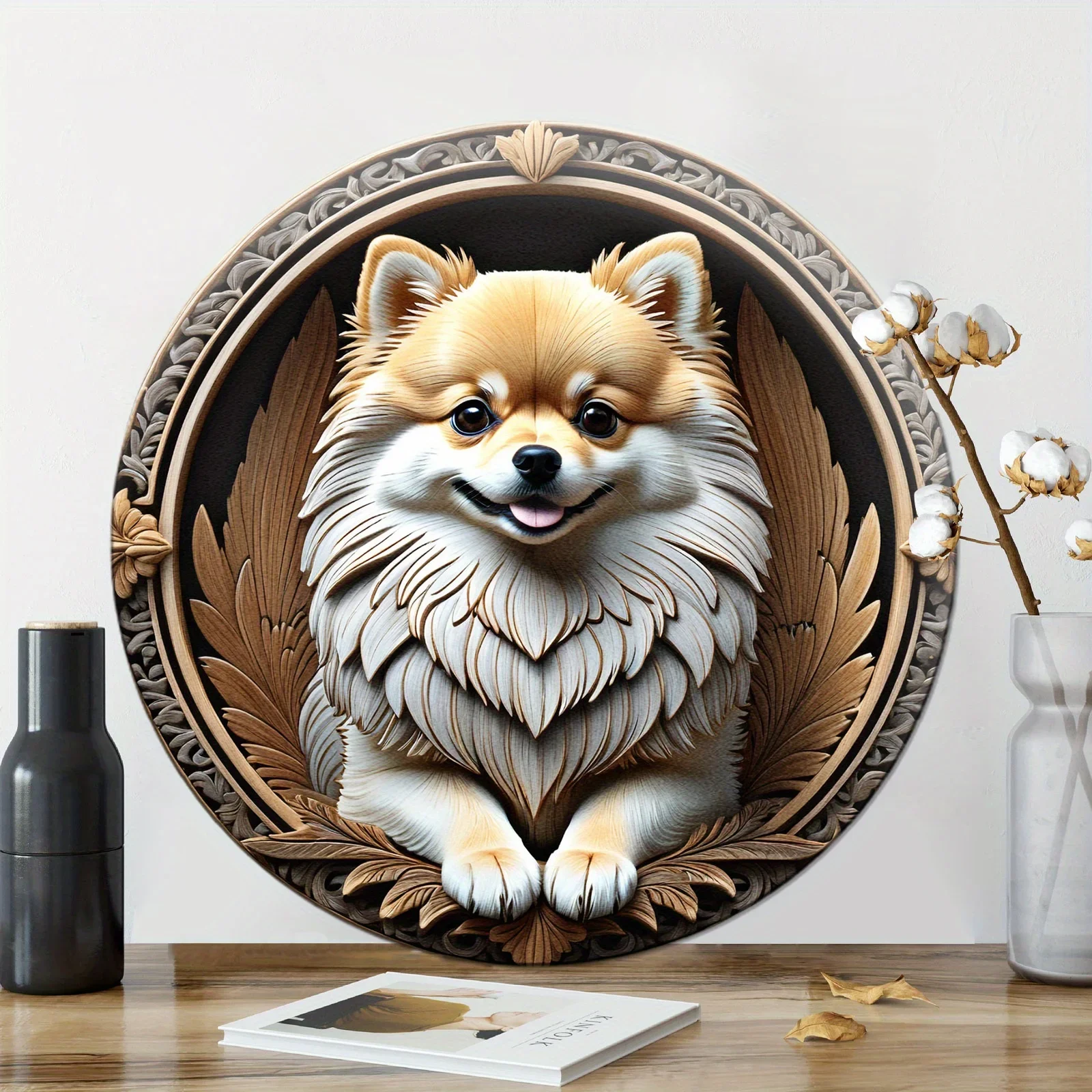 Pomeranian Sign - Cute Dog , Suitable For Cafe Bedroom Garage Wall Decoration, Art Aesthetic, Holiday Gift Inch (20x20cm)