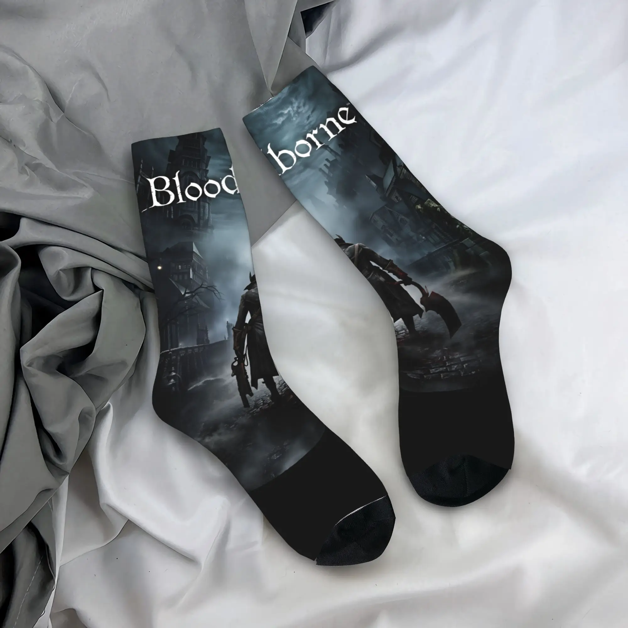 

Main Hunter in Yharnam For Gamers Bloodborne Stockings Couple Socks High Quality Fashion Socks Spring Running Sports Anti Socks