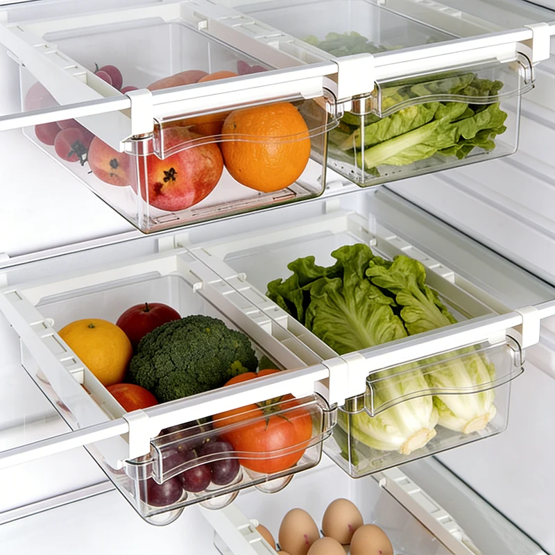 Egg Storage Box Refrigerator Organizer 15 Count Vegetables Fruits Food Containers Refrigerator Storage Organizer Drawer