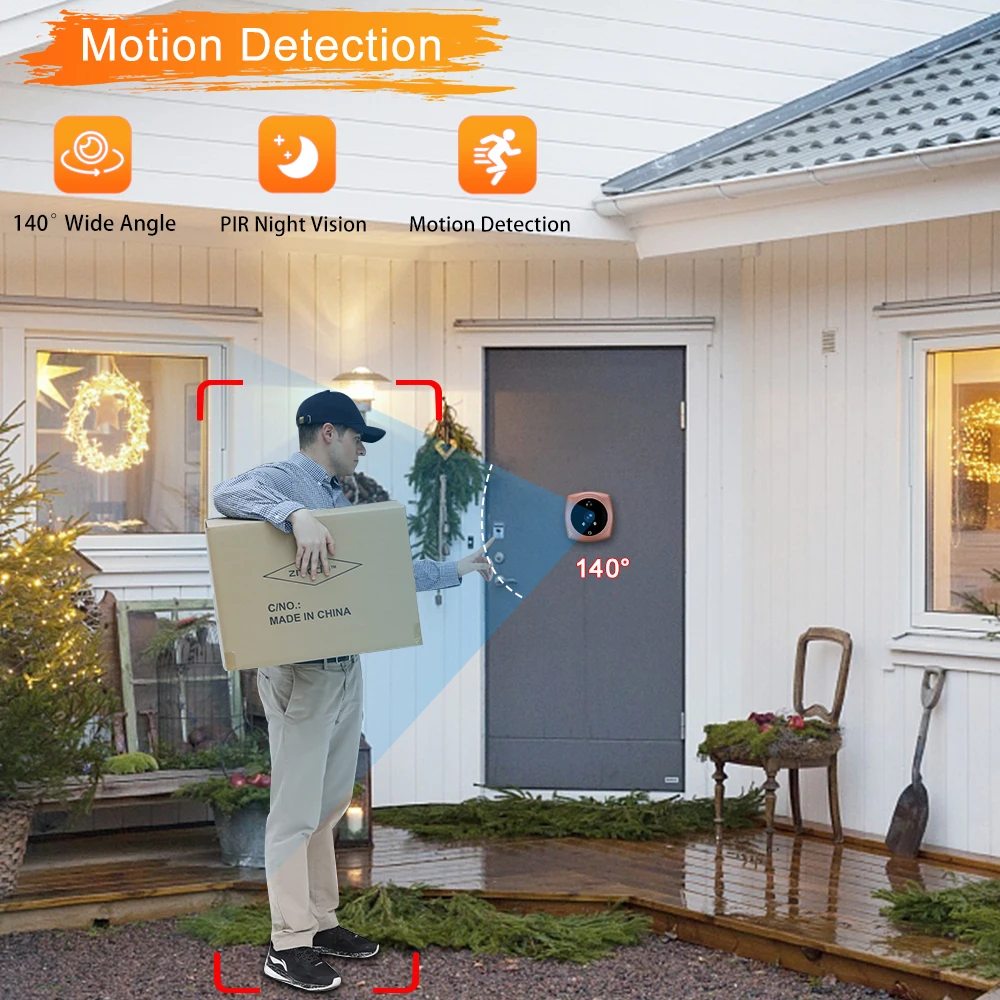 Elecpow-mirilla inteligente para el hogar, timbre con cámara, Visor de puerta, visión nocturna infrarroja PIR, Monitor de detección de movimiento, 4,5 pulgadas, 1080P, nuevo