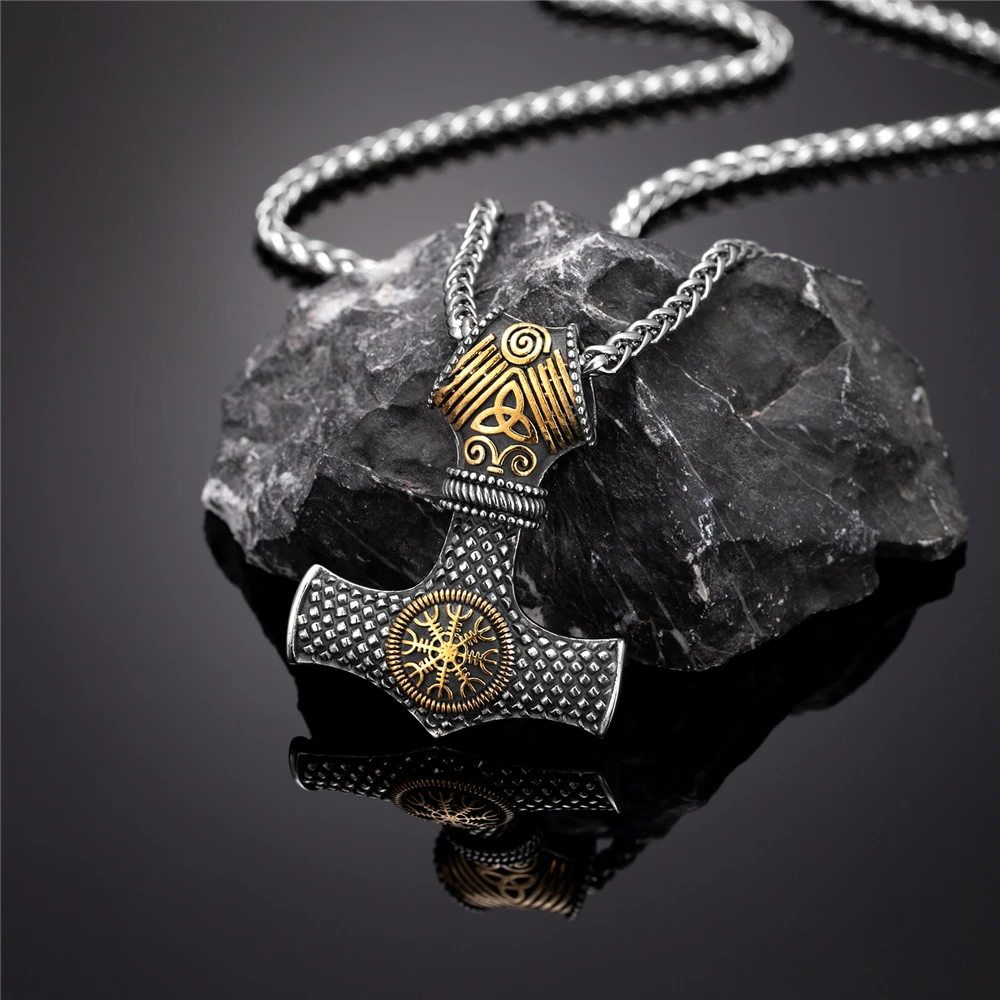 Nordische Runen Vegvisir Kompass-Halskette für Männer, verblasst nie, Edelstahl, Wikinger-Dreizack-Amulett-Anhänger, isländischer Vintage-Schmuck – Detail 22