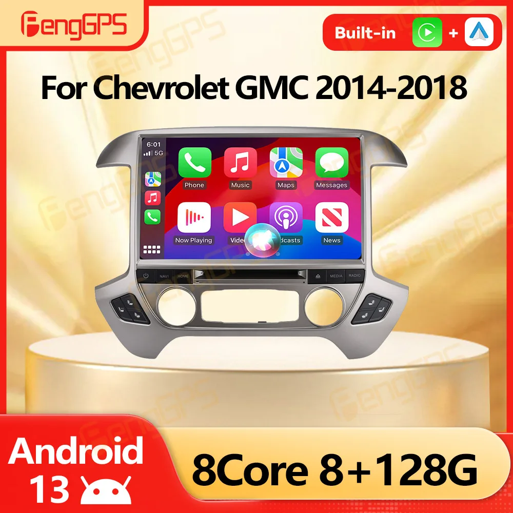 Car Radio 13.3 Inch Carplay For Chevrolet Silverado GMC 2014-2018 Vertical Style GPS Navigation Touch Screen Multimedia Player