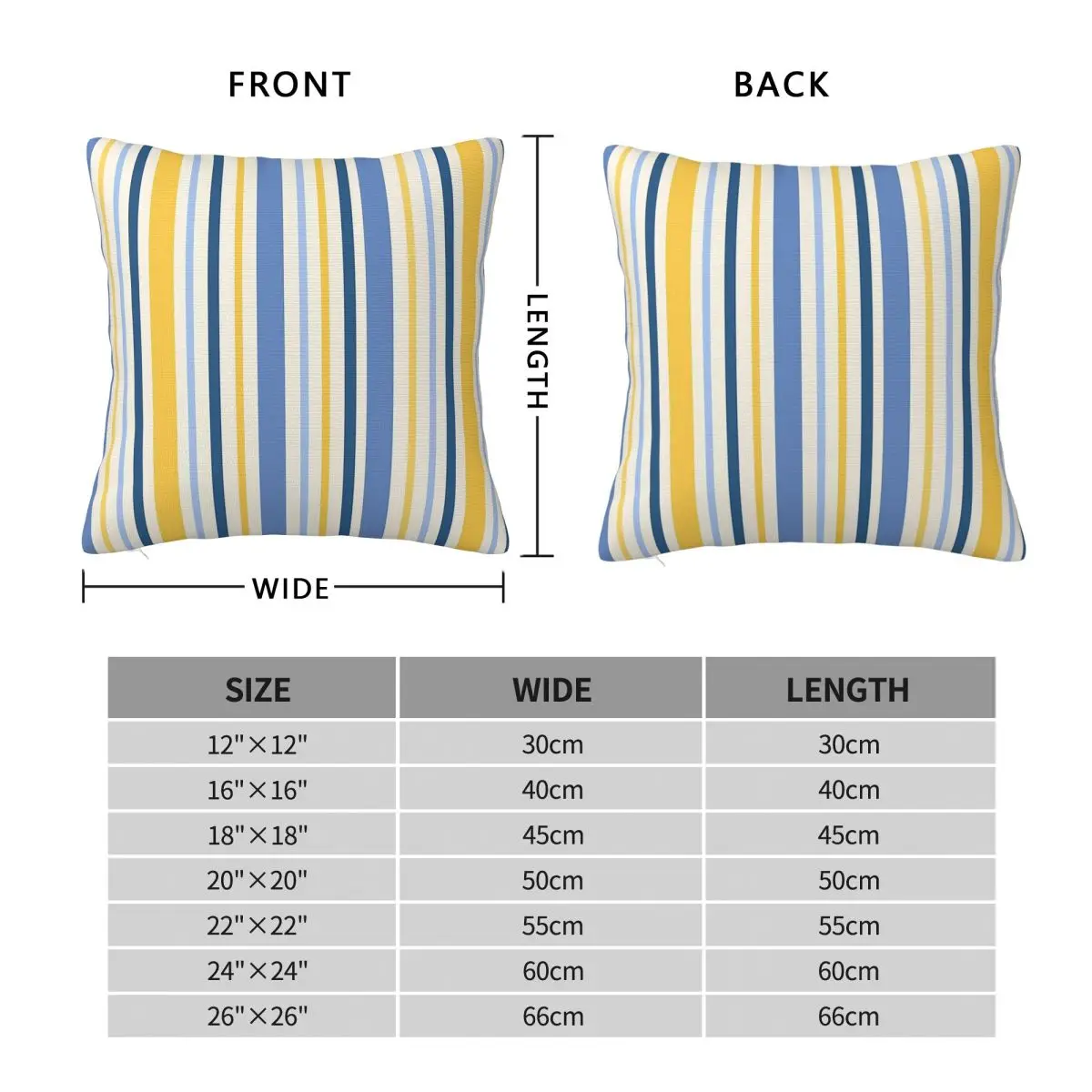 Vertical Stripes Blue Yellow Pillowcase Polyester Linen Velvet Printed Zip Decor Room Cushion Cover