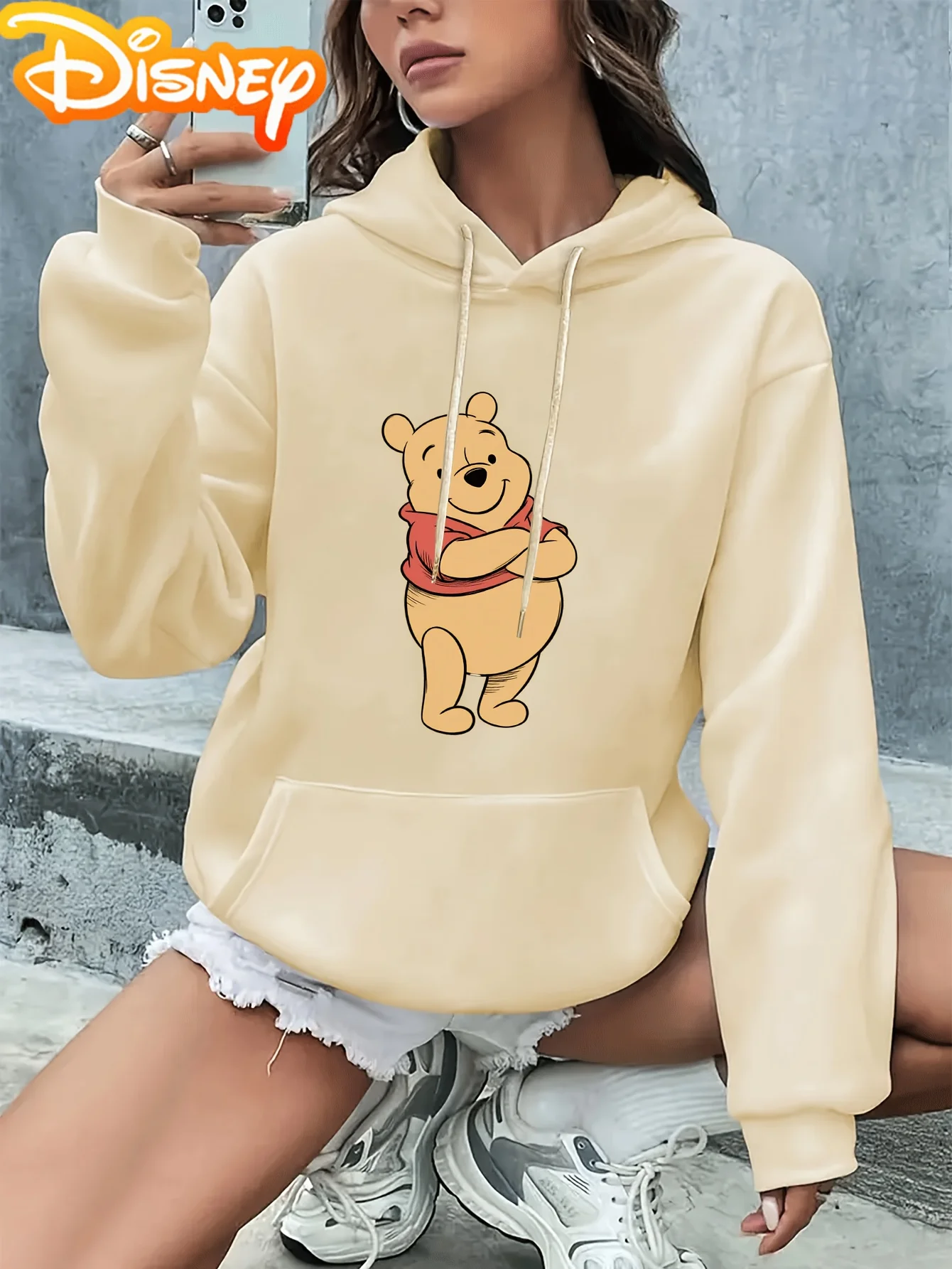 Winnie de Disney The Pooh para mujer, Sudadera con capucha de lana para otoño e invierno, ropa de calle Unisex, traje informal holgado de gran tamaño para eventos