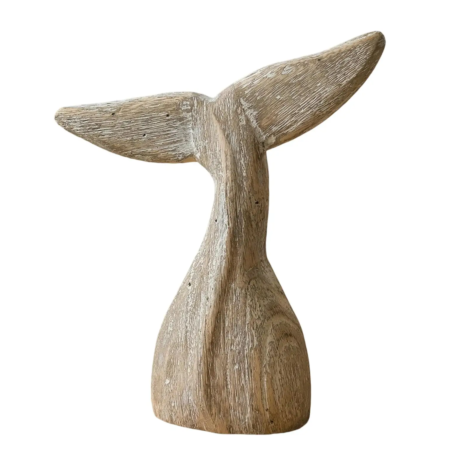 Ocean Inspired Whale Tail Statue Wooden Carved Figurine for Bathroom Nautical Interior Decoration