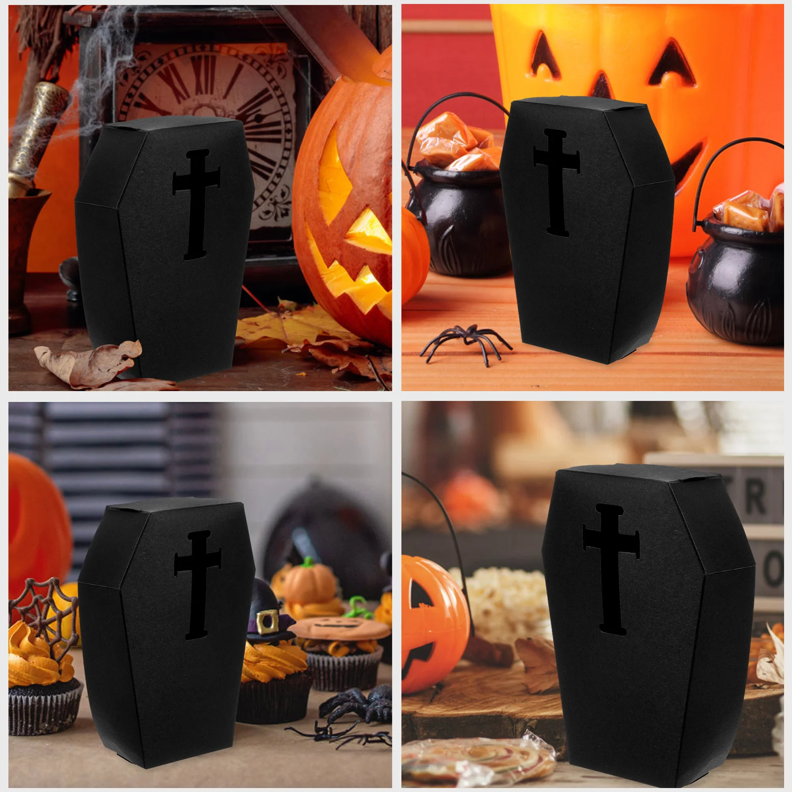 6 Pcs Halloween Decoration Candy Gifts Boxes for Containers Party Favors Goodies Biscuit Holders Supplies