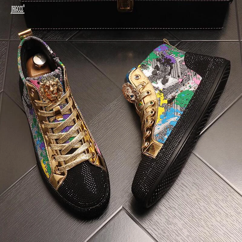 European fashion rhinestone sequin fashion shoes new network red shoes Korean version breathable high top board shoes A8