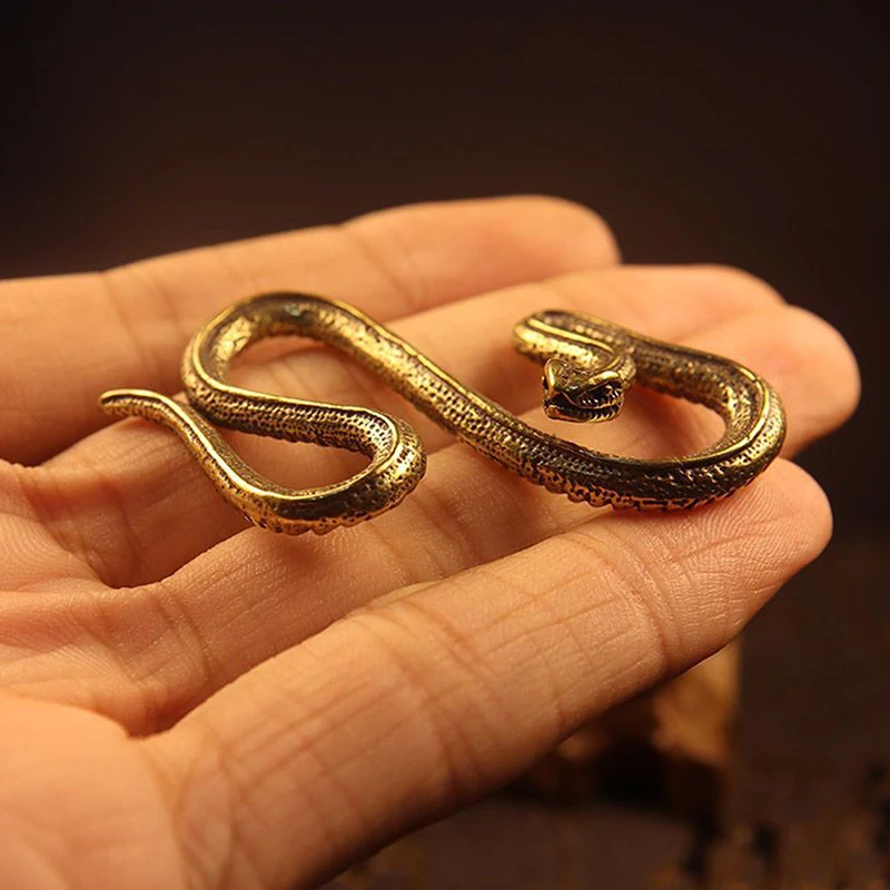 Copper Brass Mini Snake Antique Bronze Decor Figurines For Interior Decoration Desktop Ornament Pure Copper Miniatures Statue