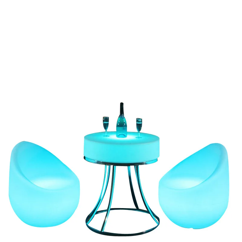 بار ليد مضيئة، مستديرة، طاولة قهوة، طاولات وكراسي، مقاعد